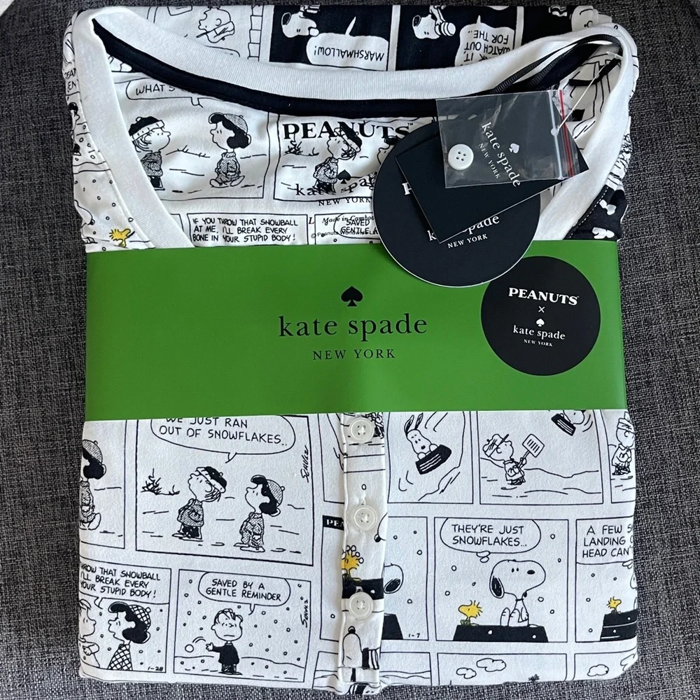 🆕♠️KATE SPADE PEANUTS PRINT HENLEY PJ SET